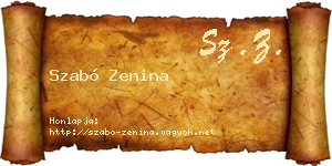 Szabó Zenina névjegykártya